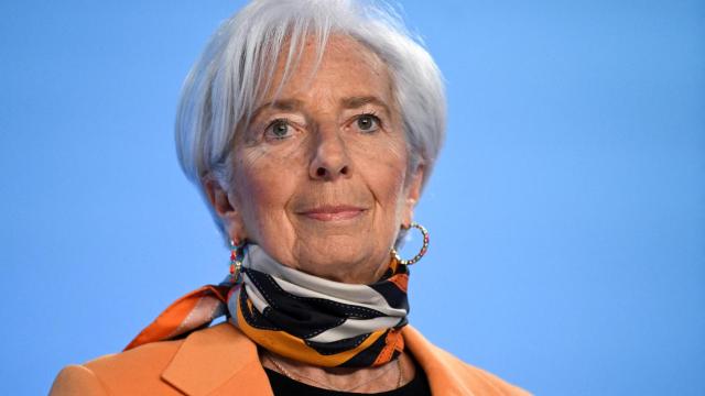 La presidenta del BCE, Christine Lagarde, durante una rueda de prensa.