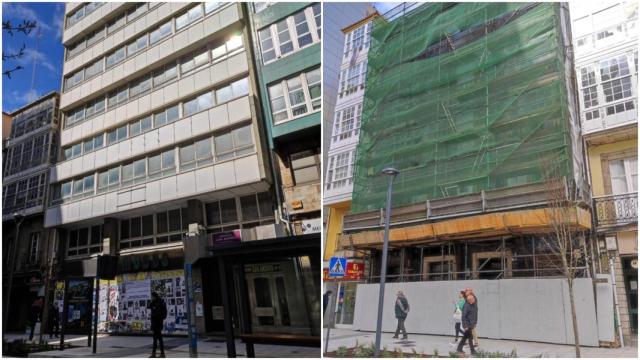 Los edificios donde se proyectan dos hoteles en la calle San Andrés de A Coruña, en los números 56 (izquierda) y 140 (derecha).