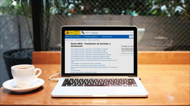 Una pantalla con la página de la Agencia Tributaria.