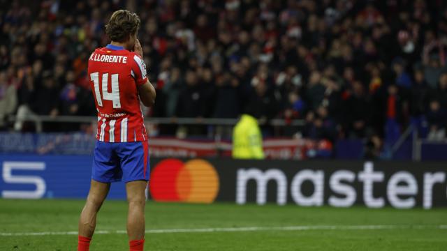 Marcos Llorente se lamenta del penalti fallado ante el Real Madrid en Champions.