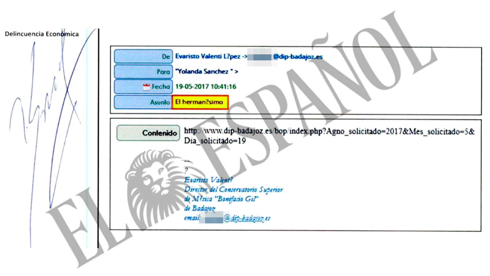 "El hermanísimo": el 'e-mail' entre dos jefes de conservatorio que evidencia que sabían que la plaza sería para David Sánchez