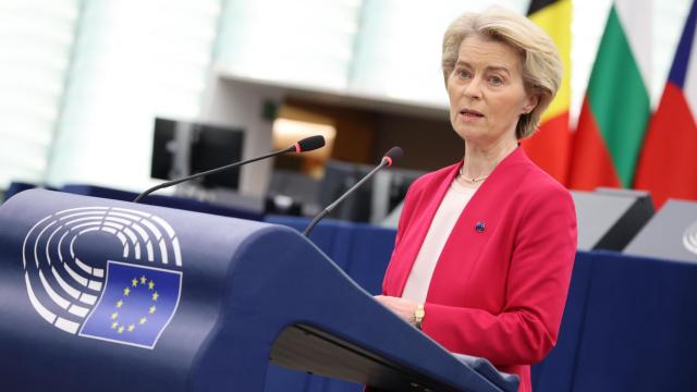 La presidenta de la Comisión, Ursula von der Leyen, durante su comparecencia el pasado martes en la Eurocámara