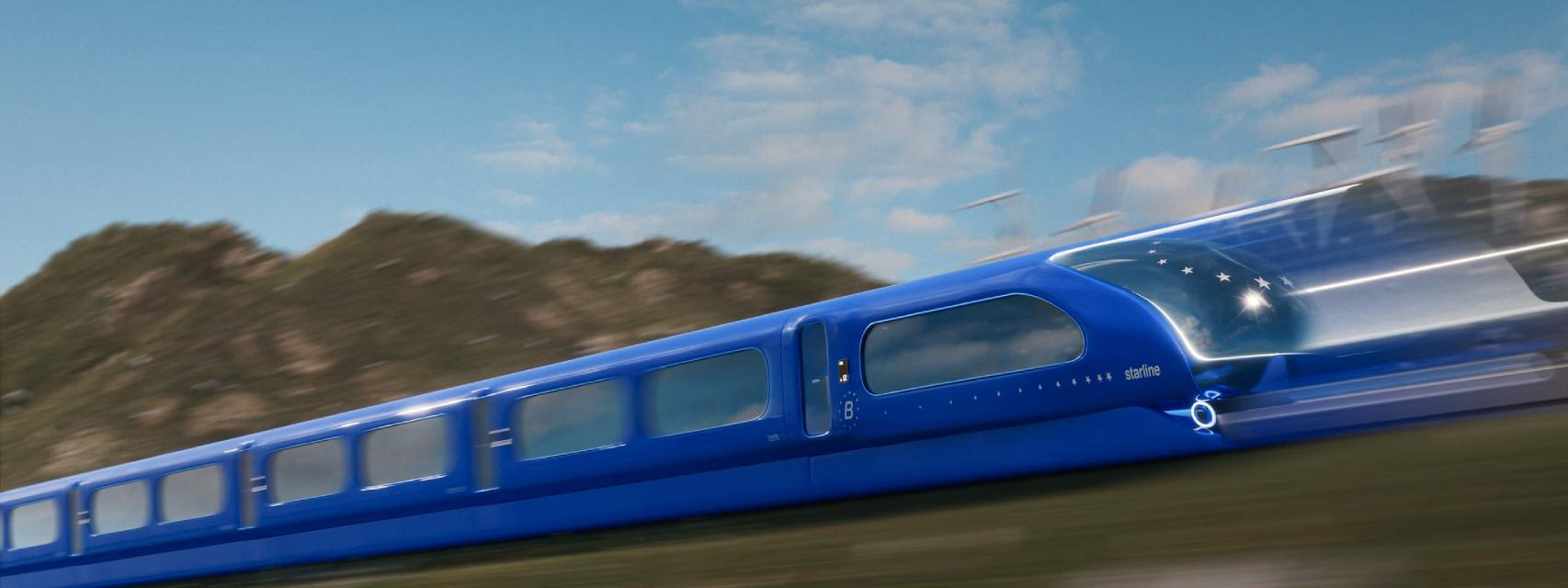 El diseño de los trenes de Starline destaca por el color azul
