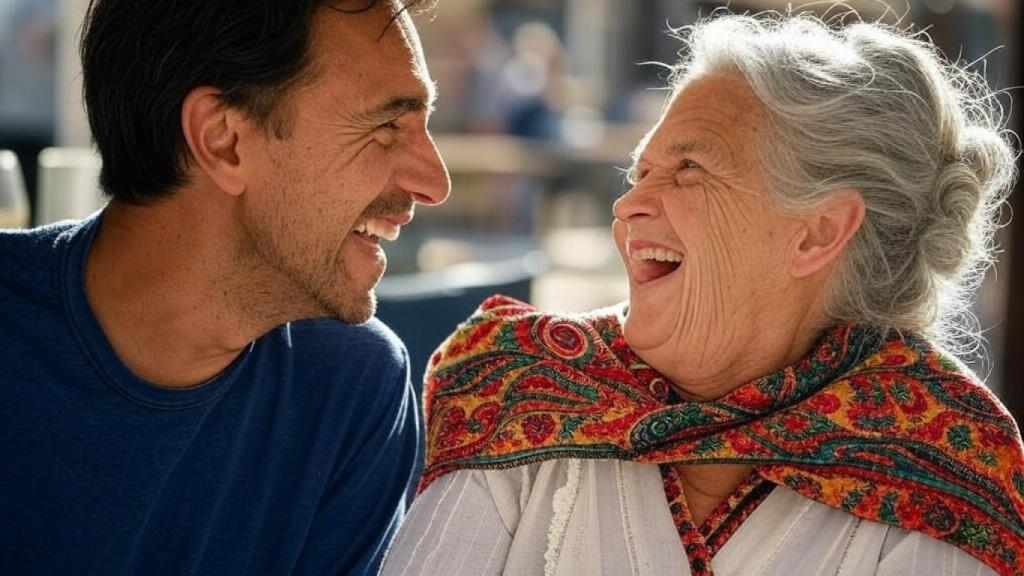 Imagen de archivo. Hombre y mujer riendo.