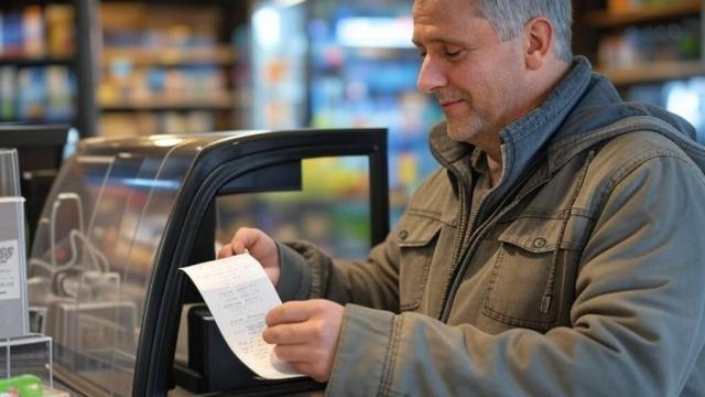 Hombre comprando en un negocio.