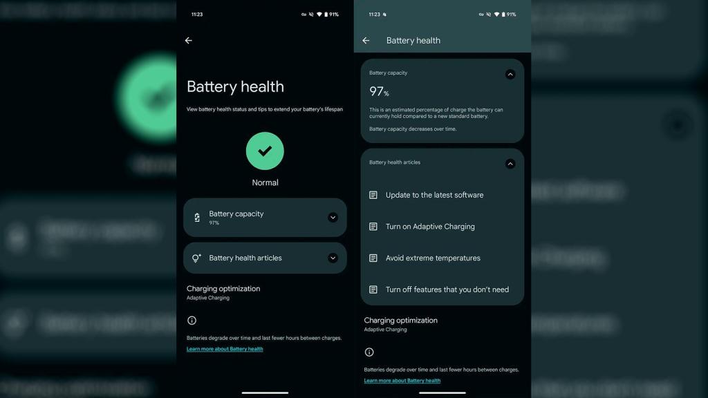 The new Battery Battery Health page of Android 16 Beta 3