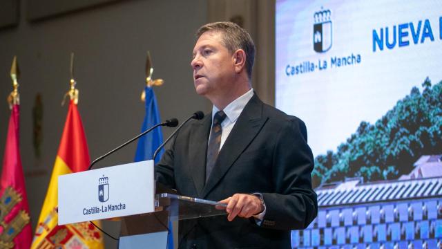 Emiliano García-Page, presidente de Castilla-La Mancha, durante su discurso.