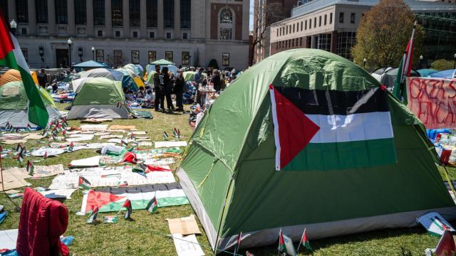 Acampada en el campus de la Universidad de Columbia en la primavera de 2024.