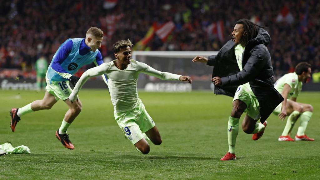 Lamine Yamal celebra su gol ante el Atlético de Madrid.