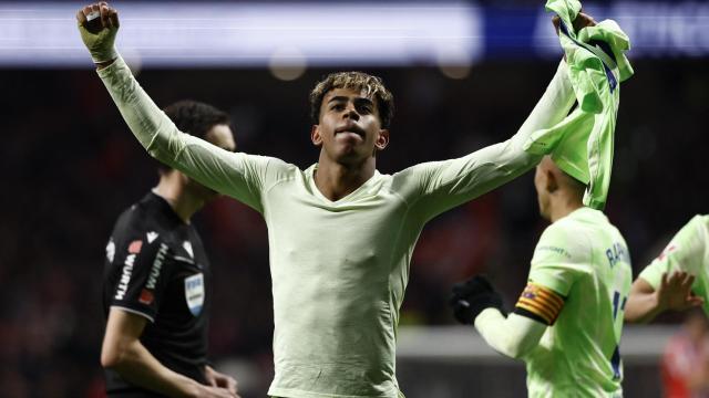 Lamine Yamal celebra el gol final ante el Atlético de Madrid.