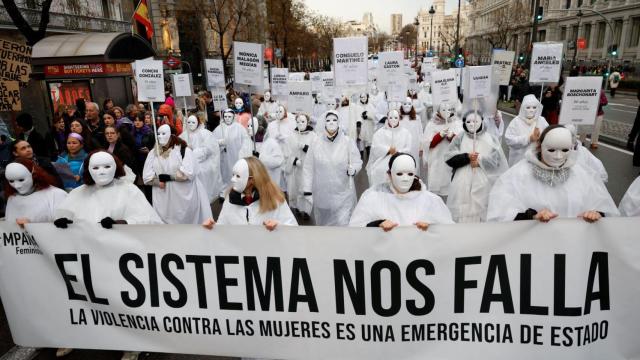 Vista de la manifestación con motivo del Día de la Mujer convocada por el Movimiento Feminista de Madrid.