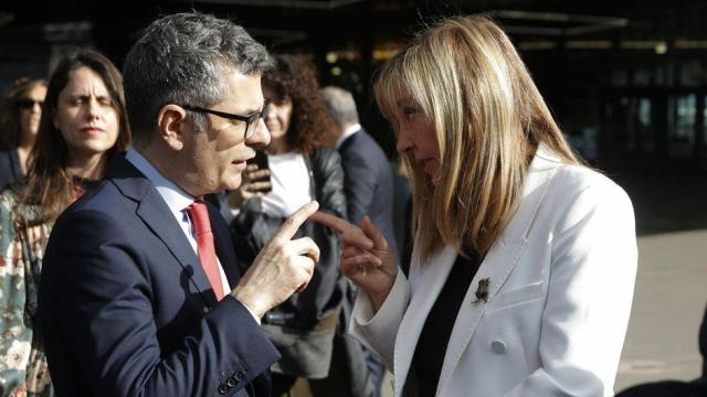 La presidenta del Poder Judicial, Isabel Perelló, y el ministro Félix Bolaños, el pasado 23 de enero en Barcelona./