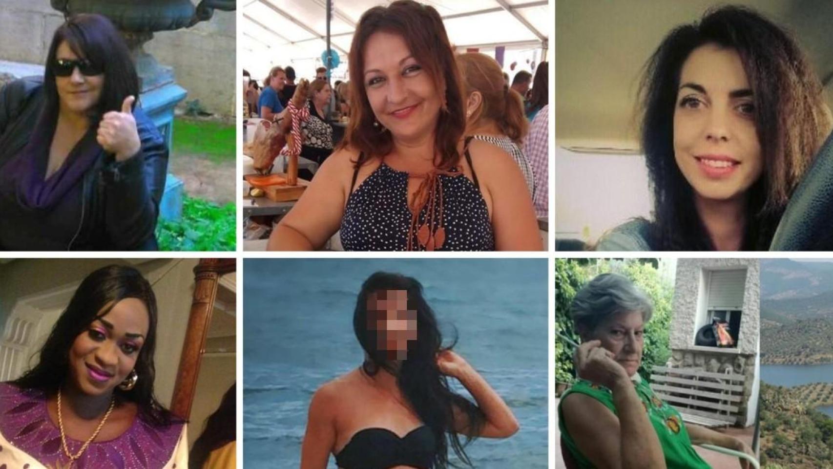 Josefa Martínez, María Manuela Castillo, Nuria Alonso, Maguette Mbeugou, M.B y María José Pallarés, seis de las asesinadas en las tres semanas trágicas.