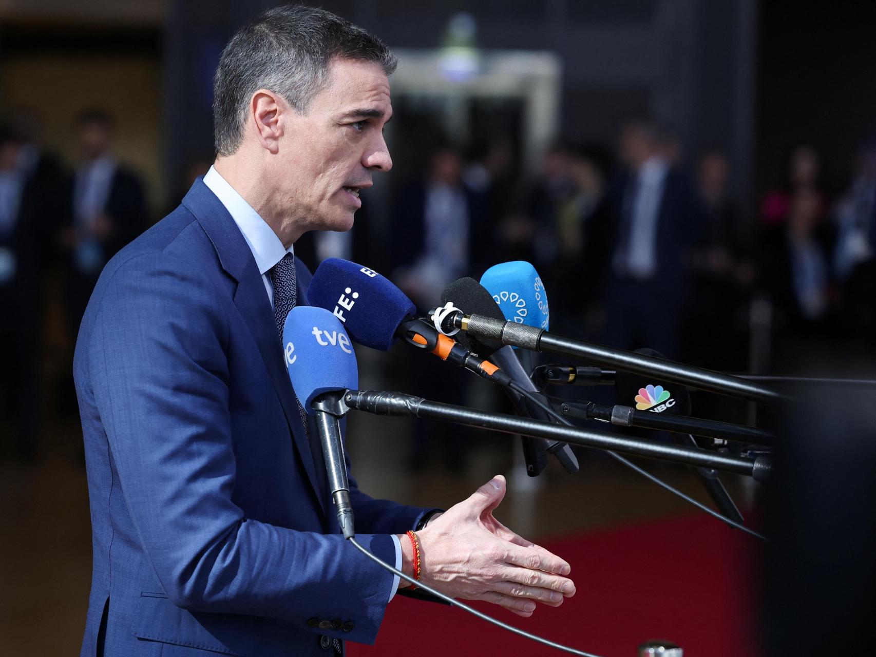 El presidente del Gobierno, Pedro Sánchez, este jueves a su llegada a Bruselas.