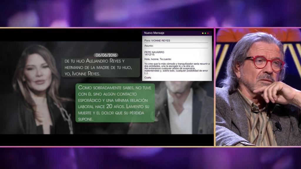 Pepe Navarro ha mostrado mensajes y correos electrónicos enviados por Ivonne Reyes.