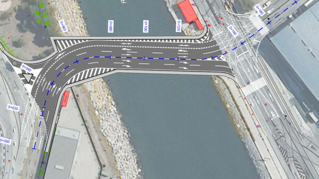 Imagen del futuro puente carretero sobre el Guadalmedina, en el puerto de Málaga.