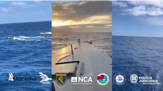 Imagen grabada por la UCO desde el narcosubmarino.