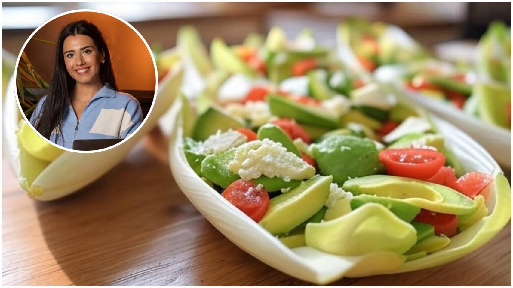 Endivias de tomate con aguacate y queso.
