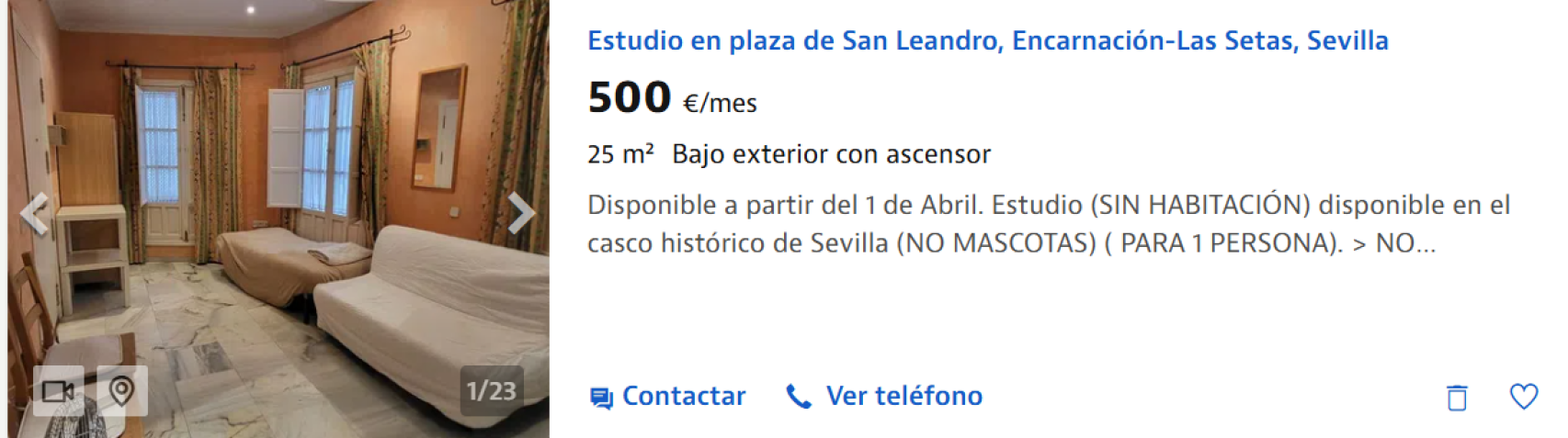 Piso en alquiler en el centro de Sevilla.