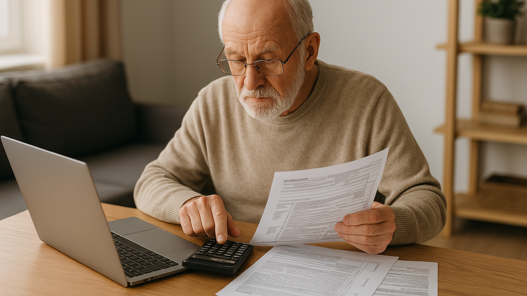 Jubilado haciendo la declaración de la renta.