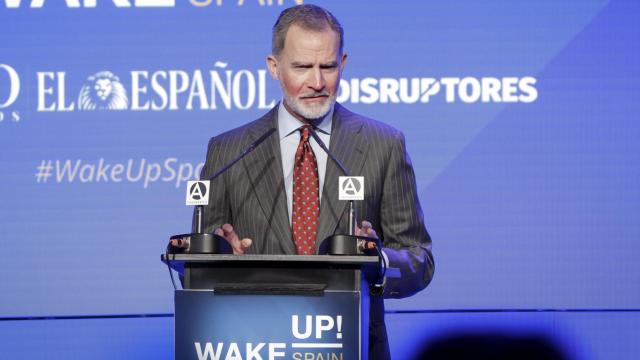 El Rey Felipe VI, durante su discurso inaugural de la V edición de 'Wake up, Spain!', foro económico de EL ESPAÑOL, Invertia y Disruptores.
