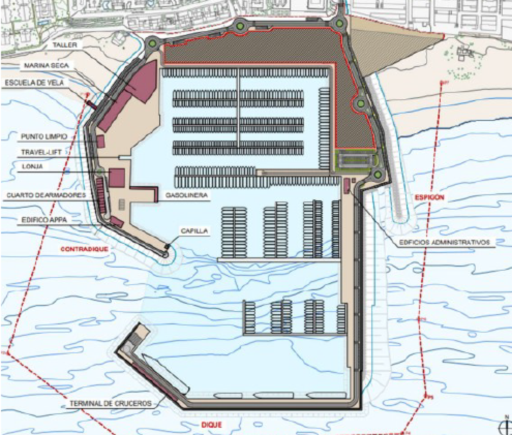 Proyecto de ampliación del puerto deportivo de La Bajadilla, en Marbella.