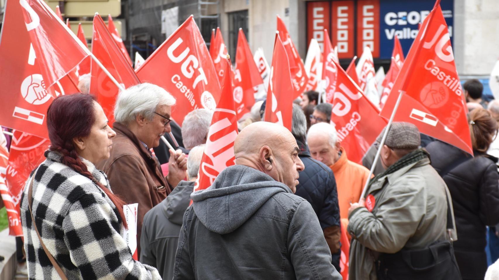 Concentración de mutualistas jubilados en Valladolid en una foto de archivo.