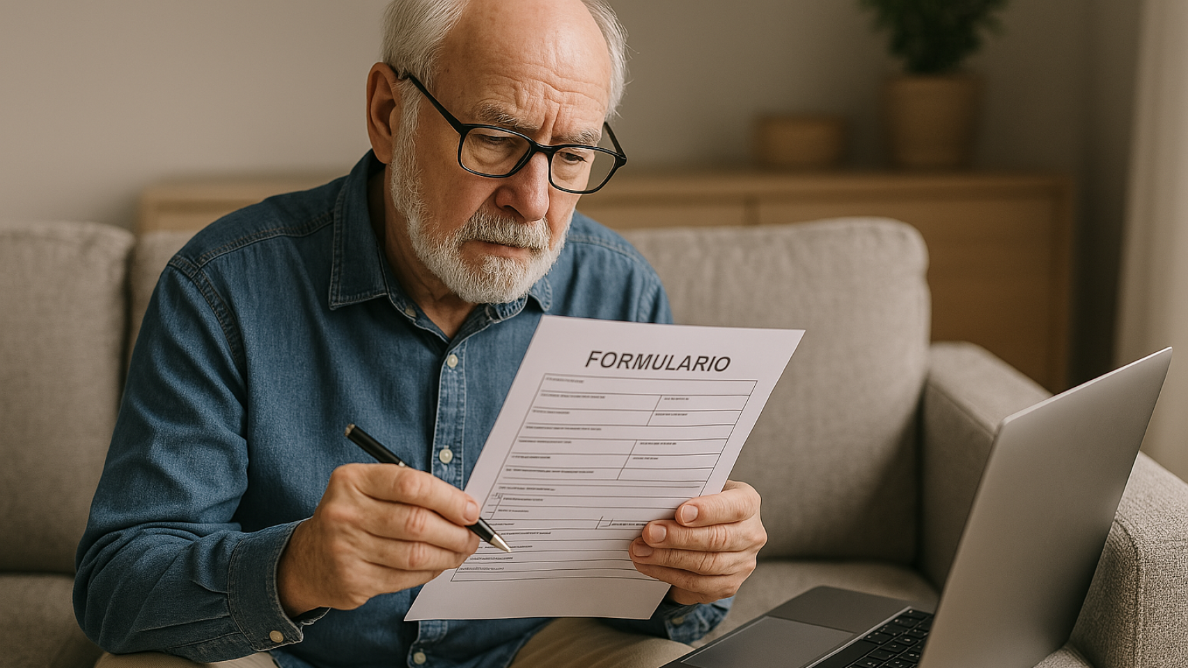 Persona mayor rellenando un formulario
