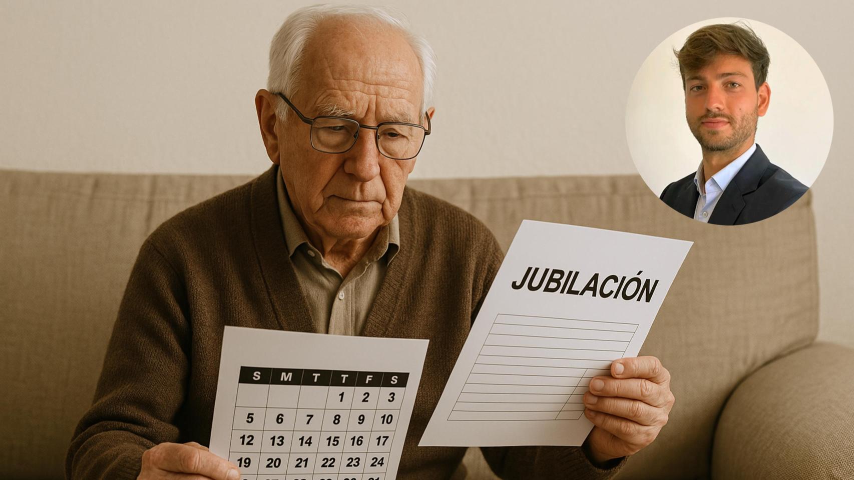 Jubilado sosteniendo un calendario.