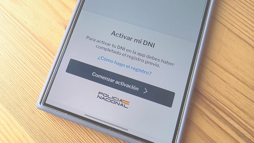 La pantalla de activación de DNI