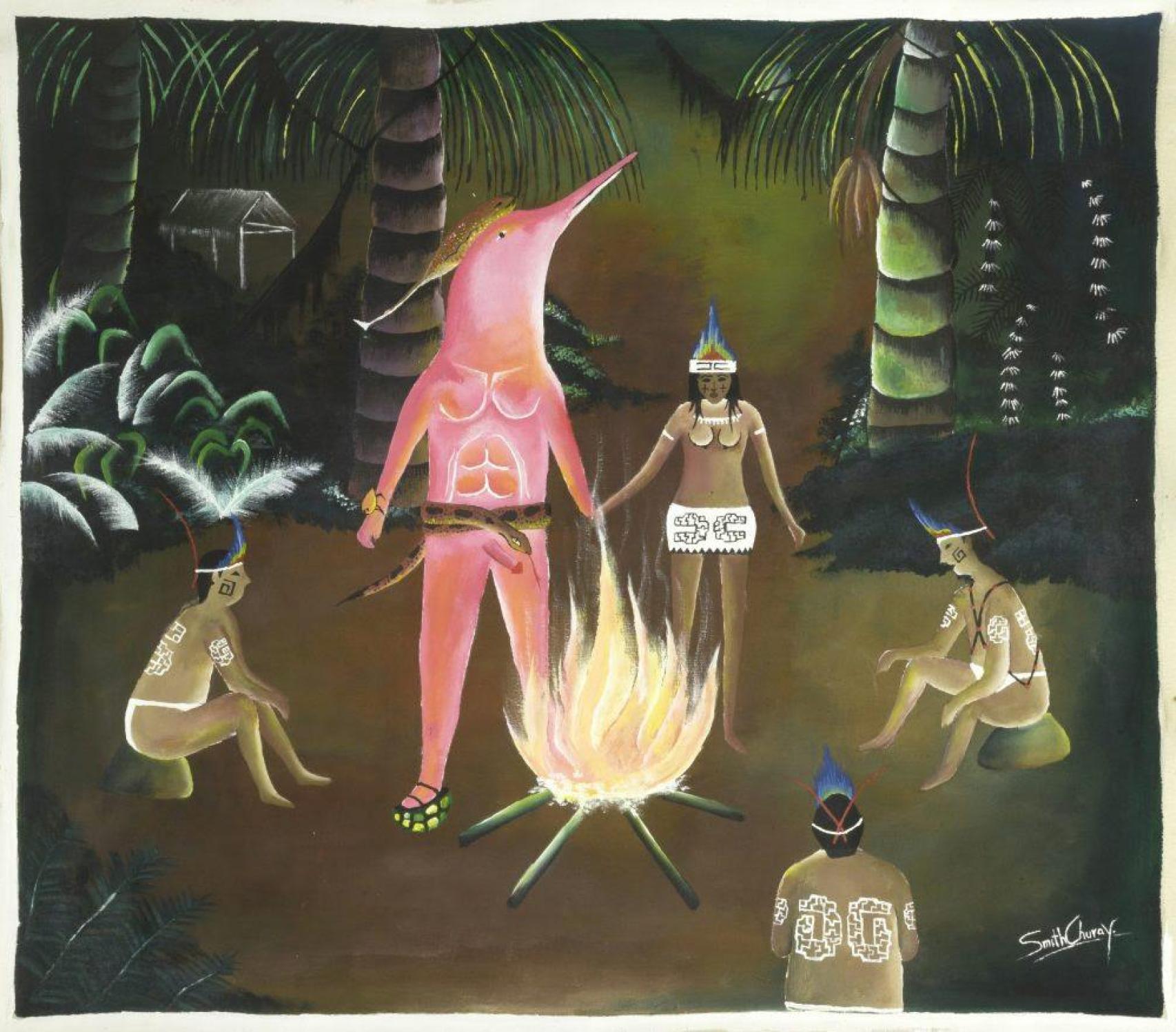 Smith Churay: 'El bufeo colorado entre los bora', 2021. Foto: Cortesía de la Colección Hochschild Correa