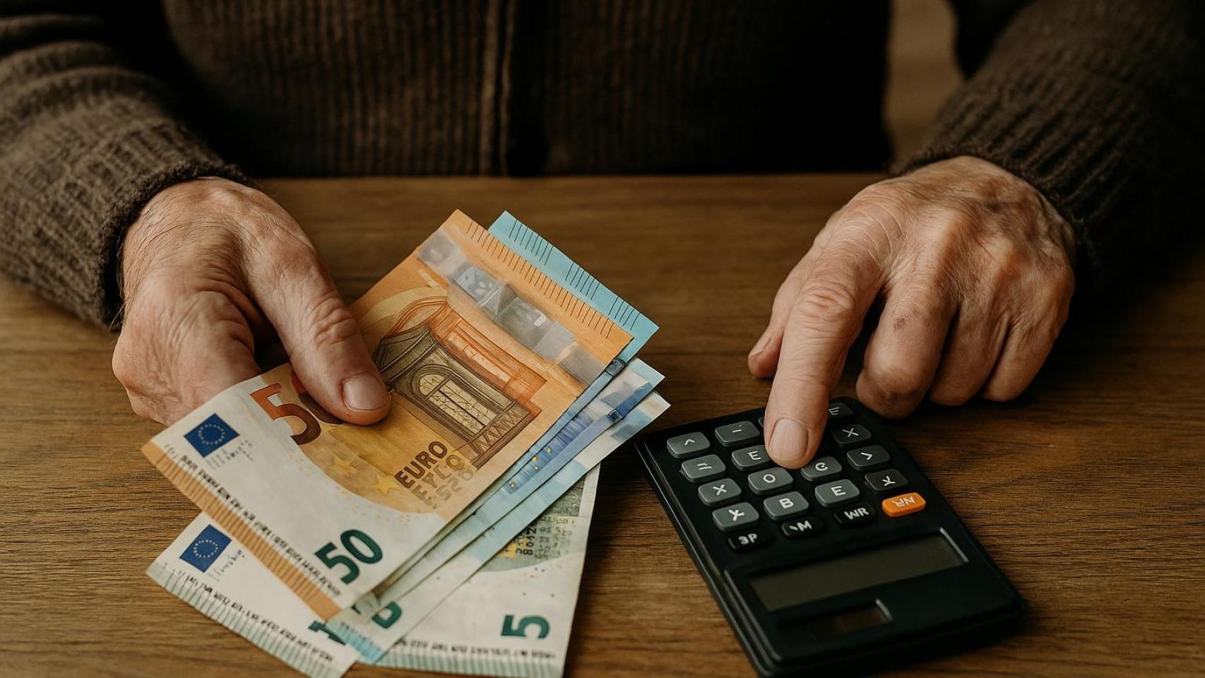 Un pensionista contando sus ahorros.
