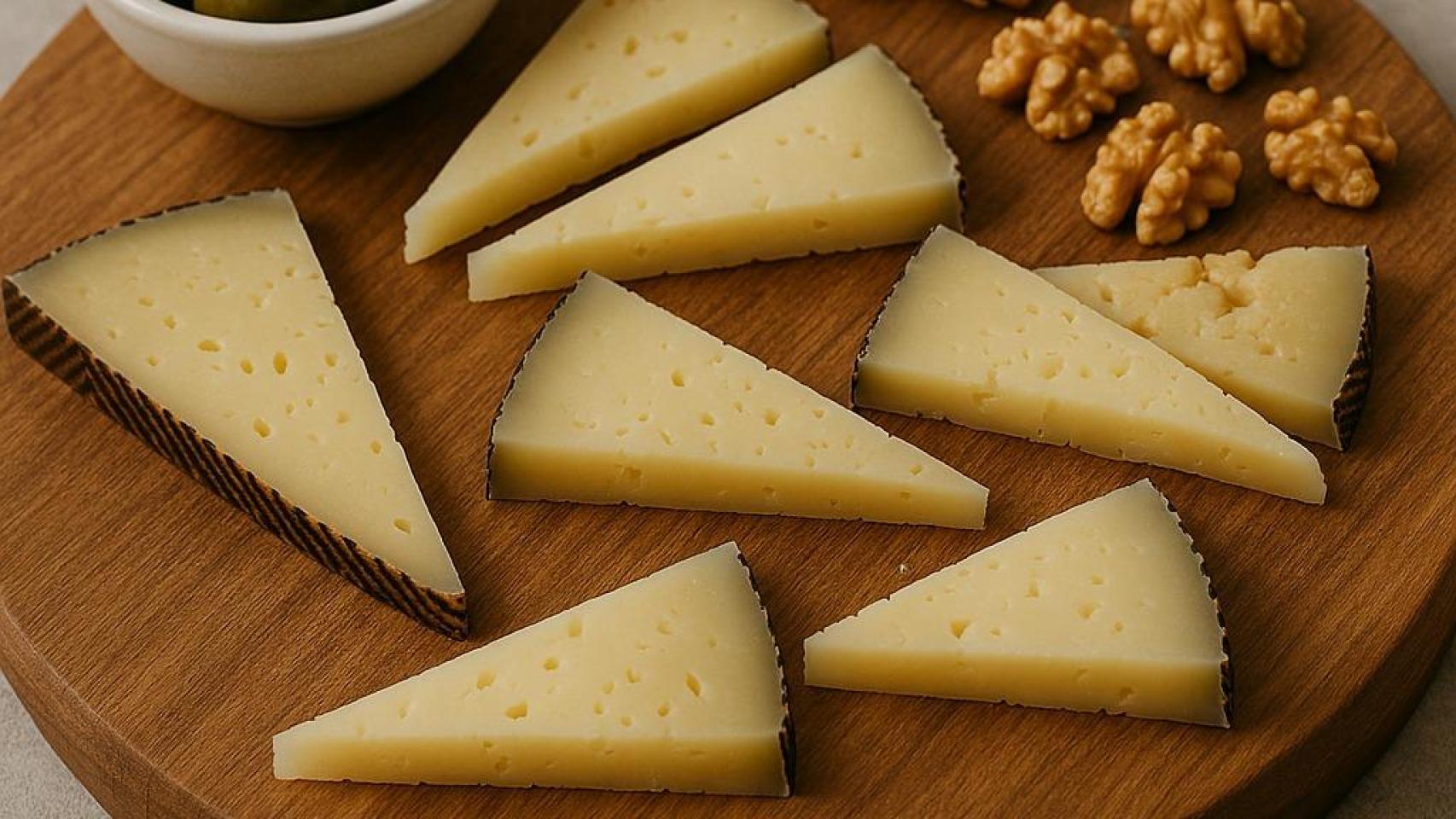 Tabla de quesos con Denominación de Origen manchega.