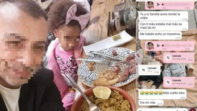 Suso, junto a la difunta Nadia y los mensajes de WhatsApp que envió a su expareja, Ramona.