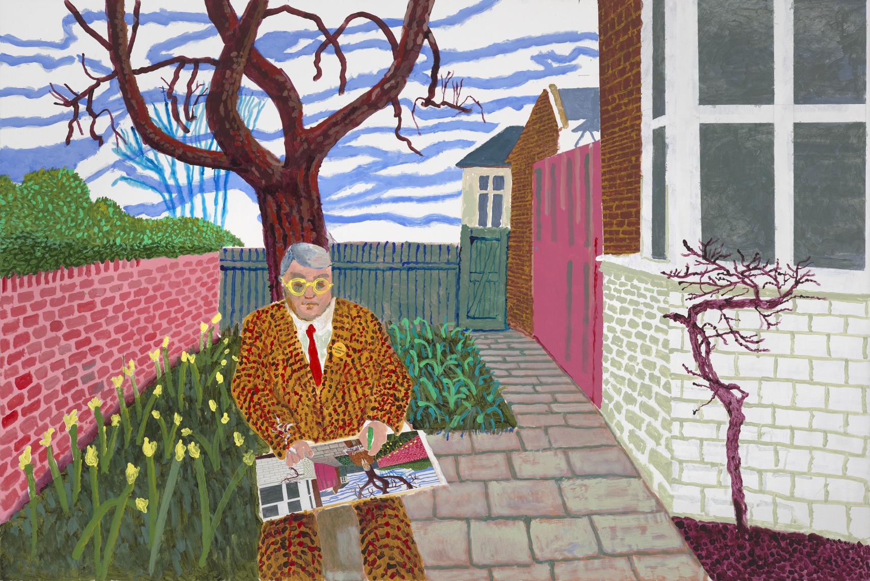 David Hockney: 'Play within a Play within a Play and Me with a Cigarette' ('Una obra dentro de una obra dentro de una obra y yo con un cigarrillo'), 2024-2025 © David Hockney / Jonathan Wilkinson