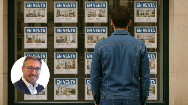 Montaje de Sergio Gutiérrez con carteles de compra de viviendas.