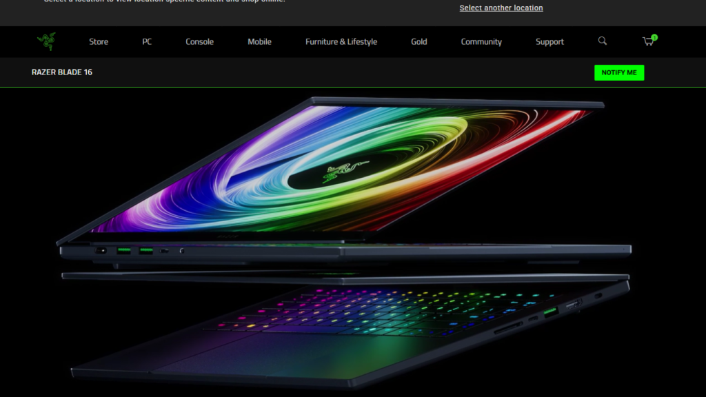 Captura de la web de Razer en Estados Unidos