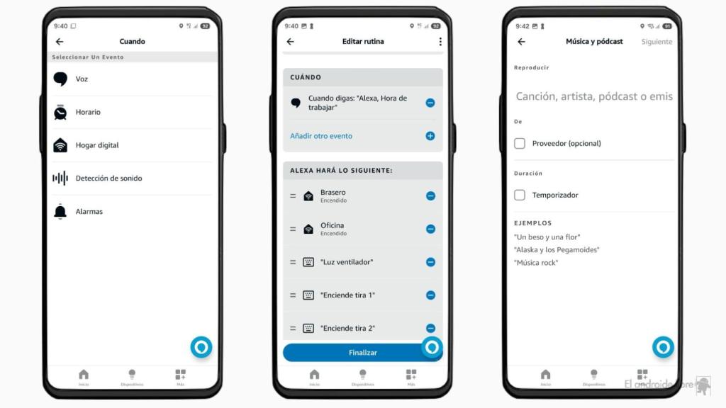 Rutina de trabajo en Alexa