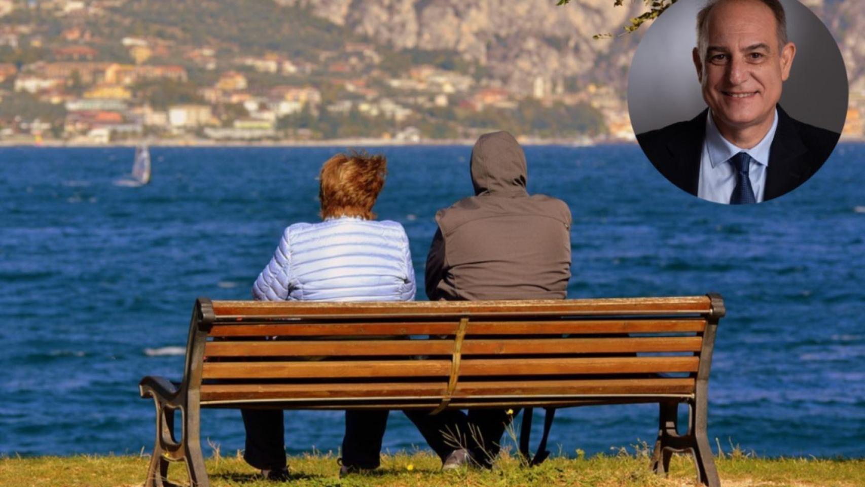 Montaje de Pablo Gil con un grupo de jubilados.