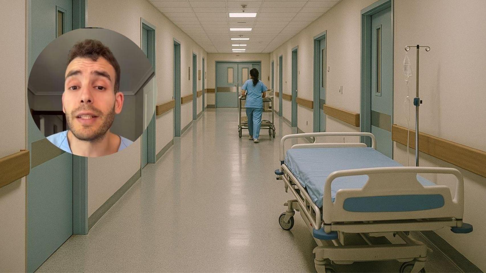 Montaje de un hospital y Jorge Ángel, enfermero.