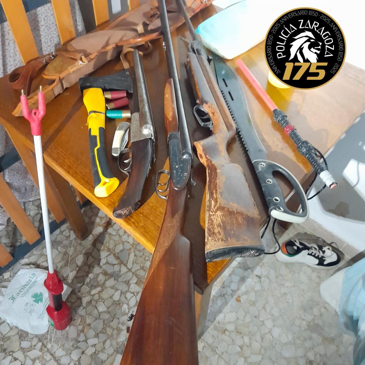 Armas incautadas en una fiesta familiar en Zaragoza