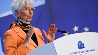 La presidenta del BCE, Christine Lagarde, durante una rueda de prensa
