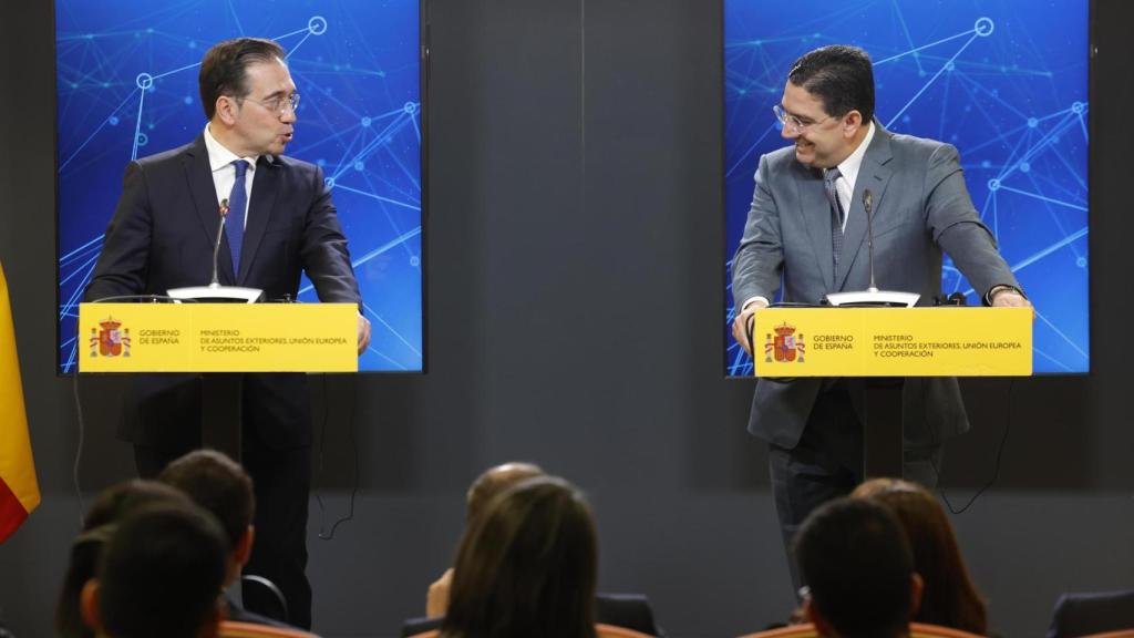 El ministro de Asuntos Exteriores, José Manuel Albares, y su homólogo marroquí, Nasser Bourita, el pasado jueves en Madrid.
