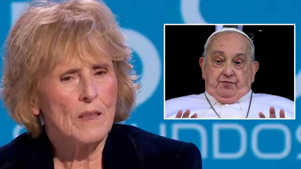 Mercedes Milá y el Papa Francisco, en un fotomontaje realizado por BLUPER.
