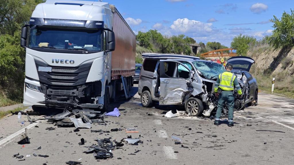 Imagen del siniestro mortal en la N240 en Barbastro