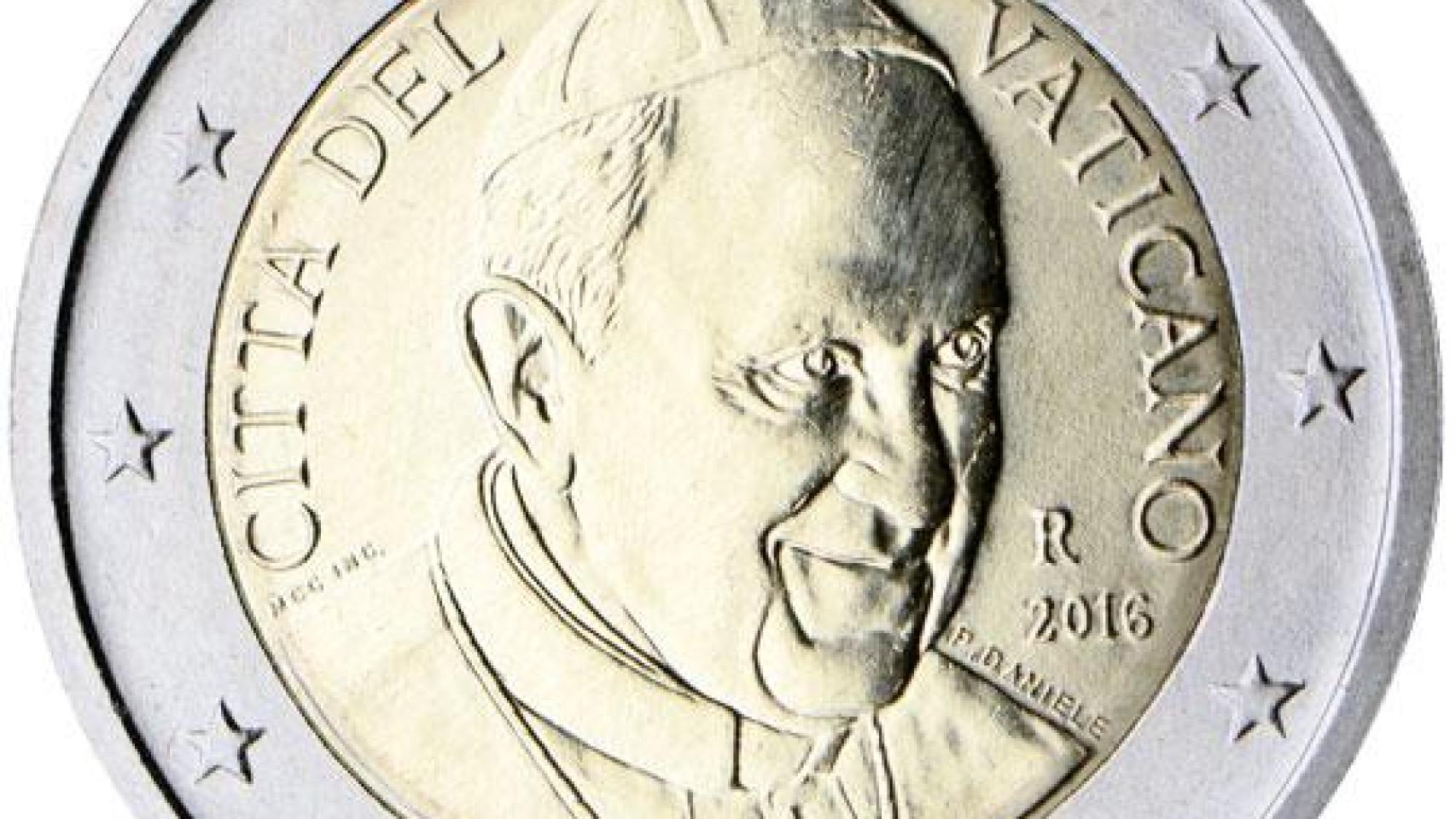 Moneda de dos euros del Papa Francisco de 2016.