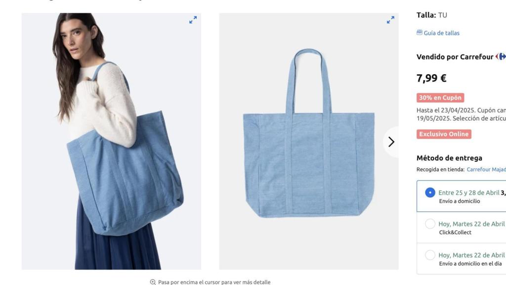 Bolso grande denim.