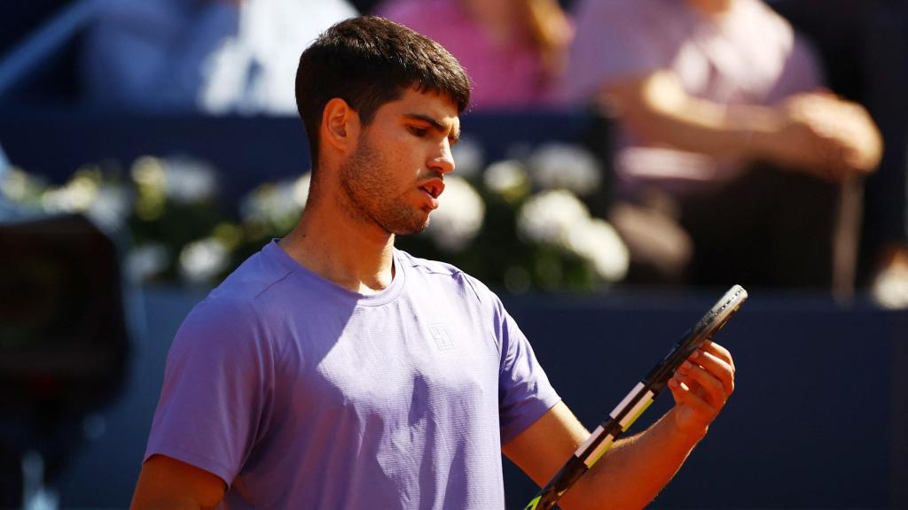 Carlos Alcaraz, durante la final del último Godó