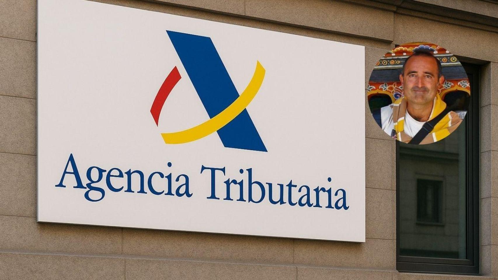 Montaje con el logo de Agencia Tributaria y José Bescós Cano, inspector de Hacienda.