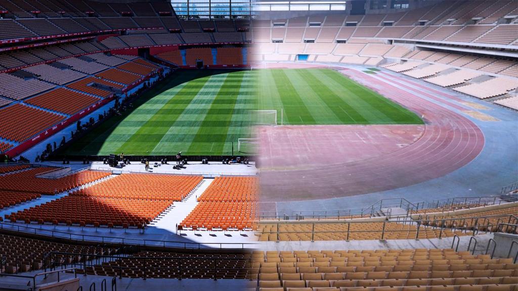 El antes y después del estadio de La Cartuja de Sevilla